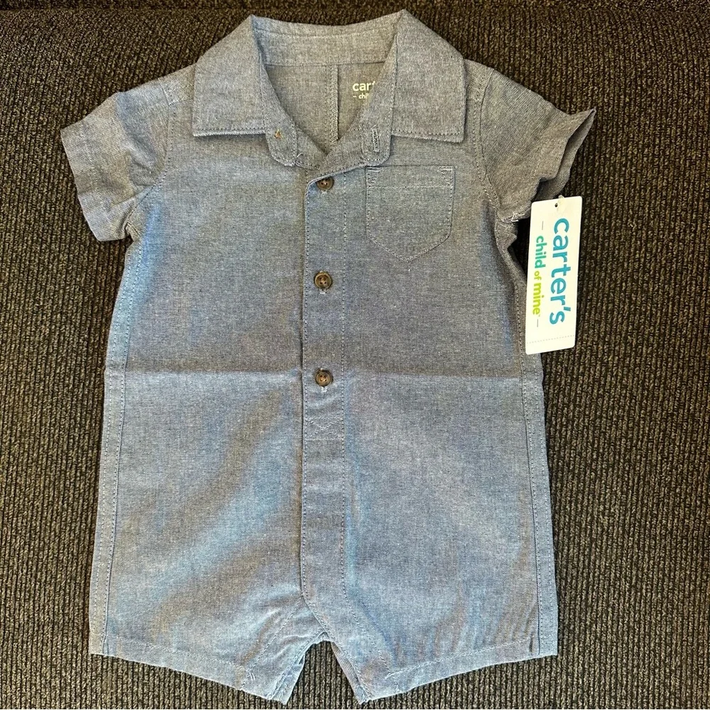 Carters baby boy blue soft romper size 0/3 months